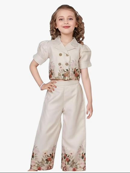 BLOOD PANTHER Girls Floral Printed Co-Ord Set